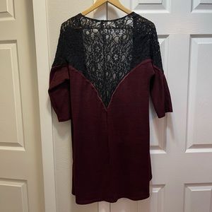 Burgundy/Black Lace Cardigan